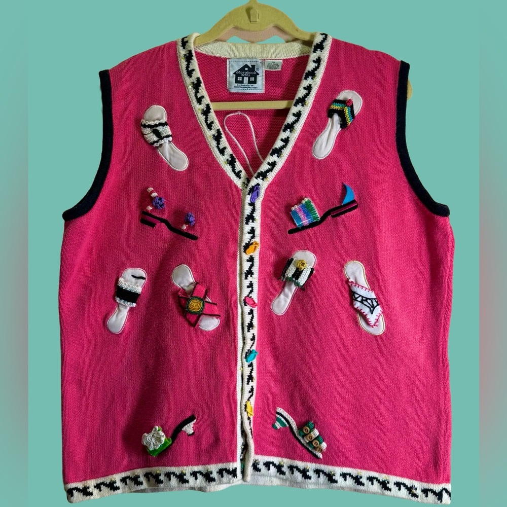 Vintage 1990’s “Storybook Knits” 3D Embellished Sandal Vest